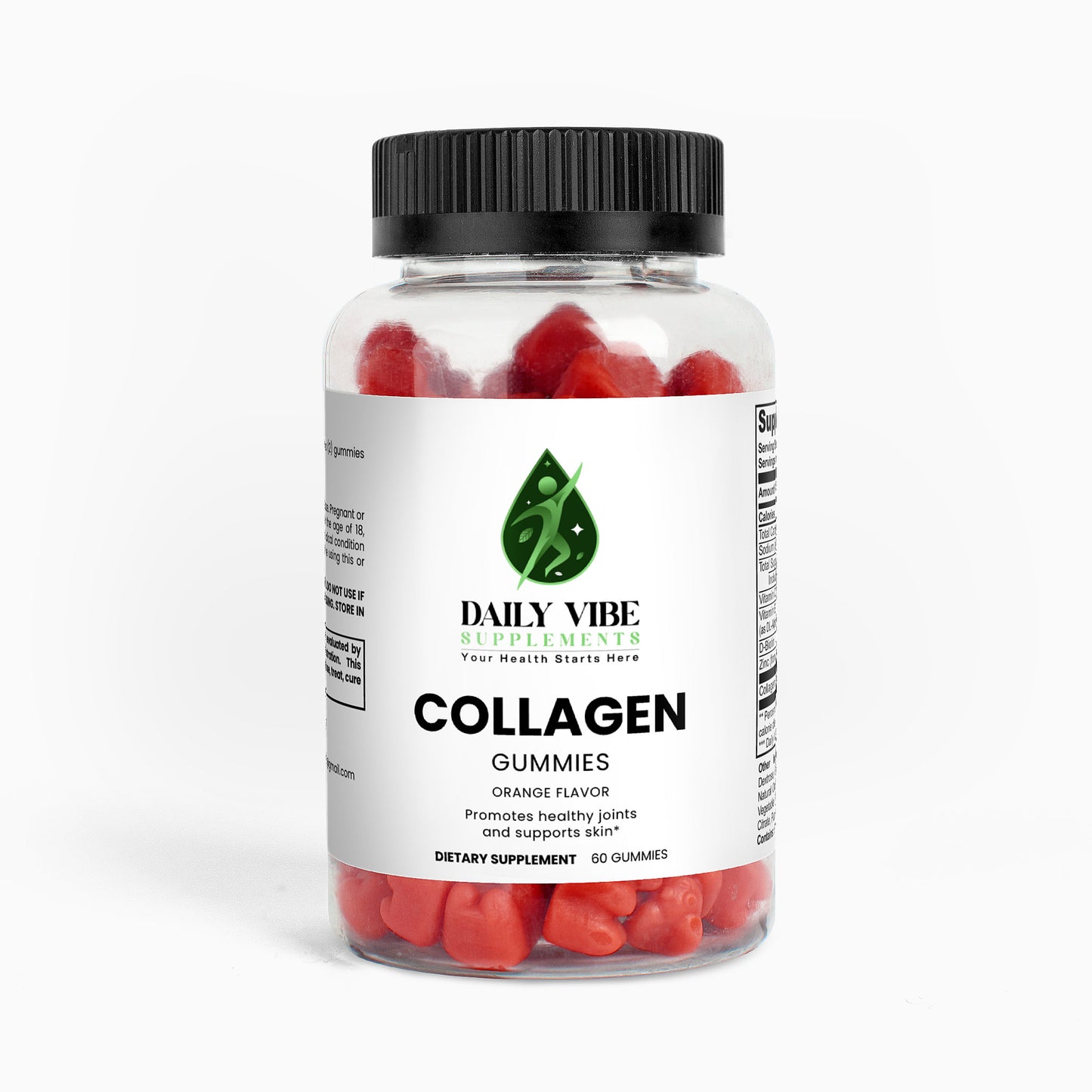 Bottle of Daily Vibe Collagen Gummies on a white background