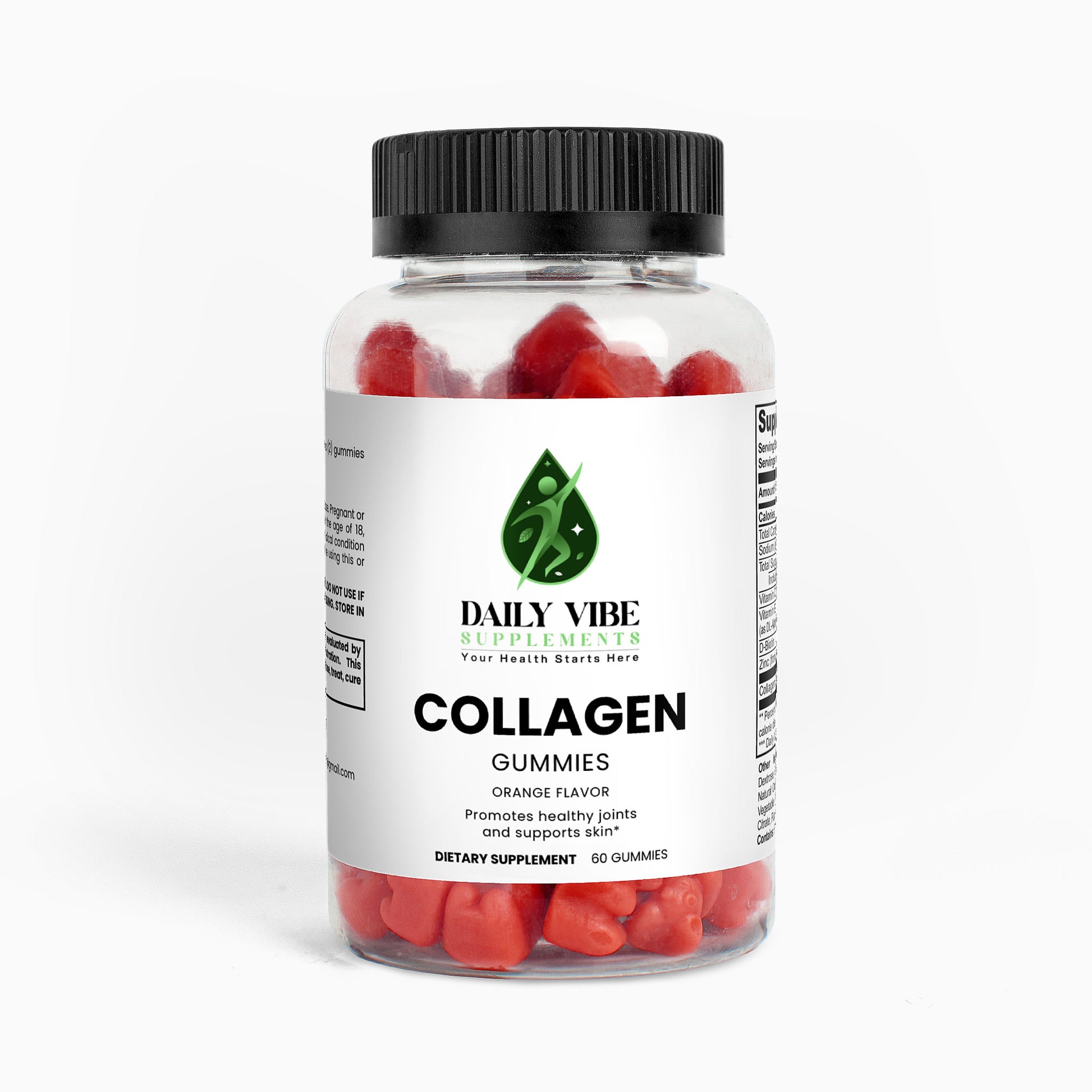 Bottle of Daily Vibe Collagen Gummies on a white background
